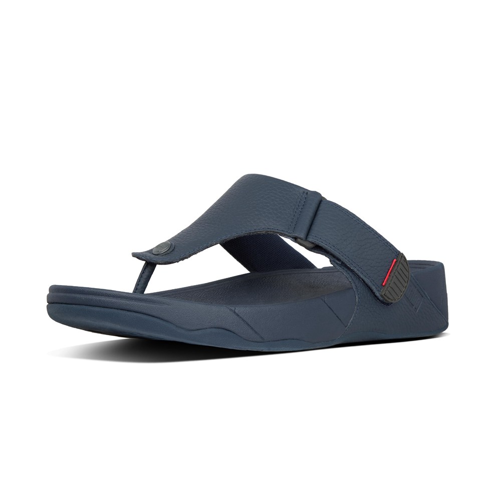 Fitflop Man Sandals Navy - Trakk Ii Leather Toe-post - PK4072658